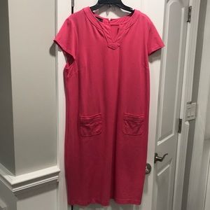 Talbots coral v neck cut dress w/ cap sleeves